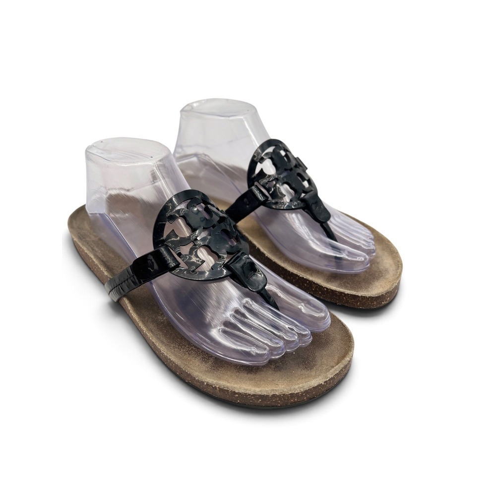 Tory Burch Miller Cloud Black Patent Leather Sandals   Sz 8.5